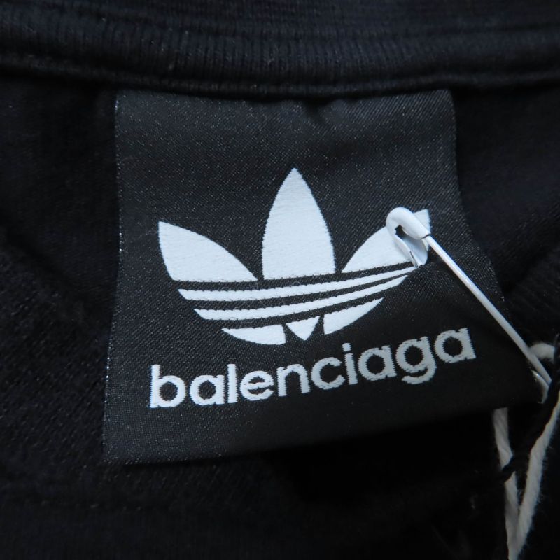 Balenciaga×adidas 23SS 723782 100% Cotton Short Sleeve T-shirt Black XS Genuine