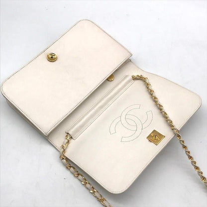 Chanel Quilted Lambskin CC Logo Push Lock Chain Shoulder Bag White
