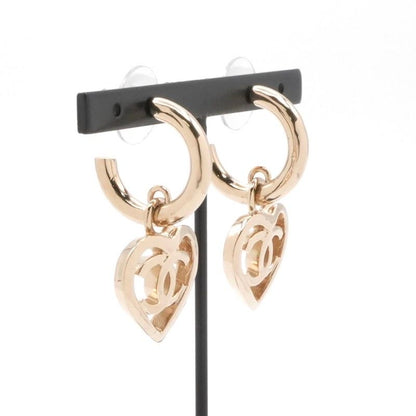 Chanel Earrings Earring Gold Coco Mark Hoop Heart