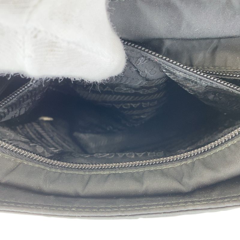Prada Tessuto Triangle Logo Plate Black Silver Hardware Nylon Tote Bag Shoulder