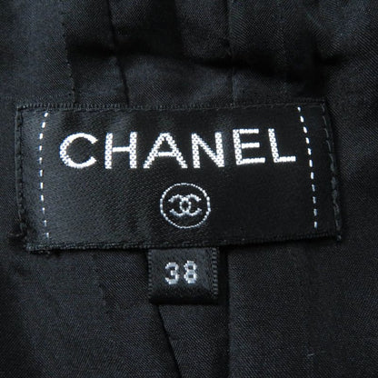 CHANEL P54700v30847 Wool Logo Plate Tweed Gaucho Pants Wide Pants Black 38 Made