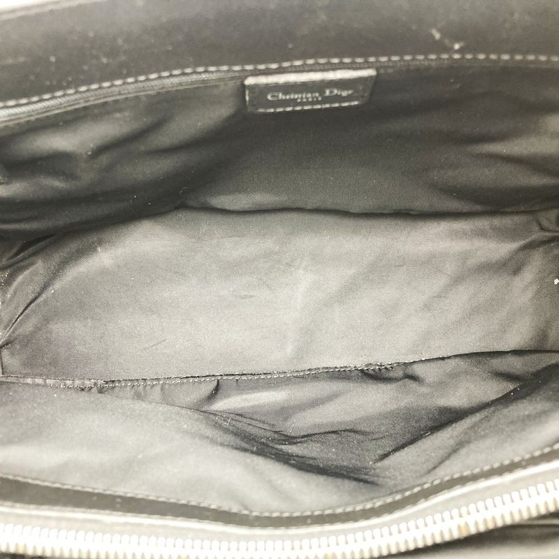 DIOR Handbag Tote Bag Trotter Canvas Leather Black Women's