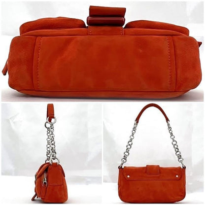 Prada Semi Shoulder Bag Orange Suede