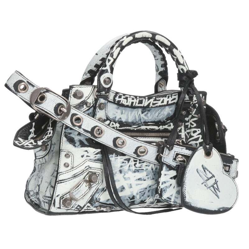 Balenciaga NEO Cagole XS 700940 Neocagole Lambskin Graphic Shoulder Bag For Men