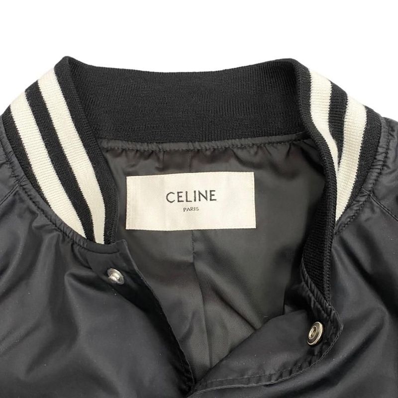 Celine Stajan Back Print Nylon Blouson 2w588495m 44 Size Logo Black White