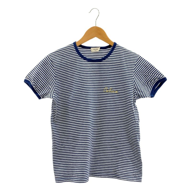 Celine - Embroidered T-shirt Striped T-shirt - M - Blue White - Women's