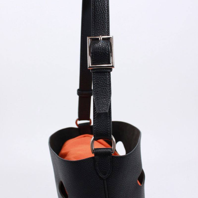 Hermes Mangeoire PM Taurillon Leather Black Handbag Silver