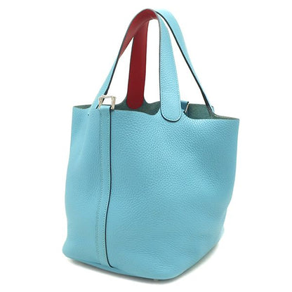 Hermes Handbag Picotin Lock MM Eclat Taurillon Clemence Swift Blue Dunol X