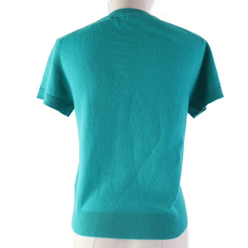 Hermes 2024 100% Cashmere Short Sleeves Short-sleeved Knit Green Tone 36 Made