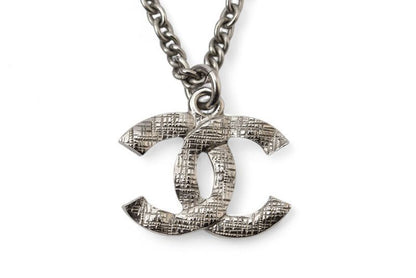 Chanel Necklace Pendant 2way Chanel Coco Mark CC Rhinestone Pearl Motif Silver