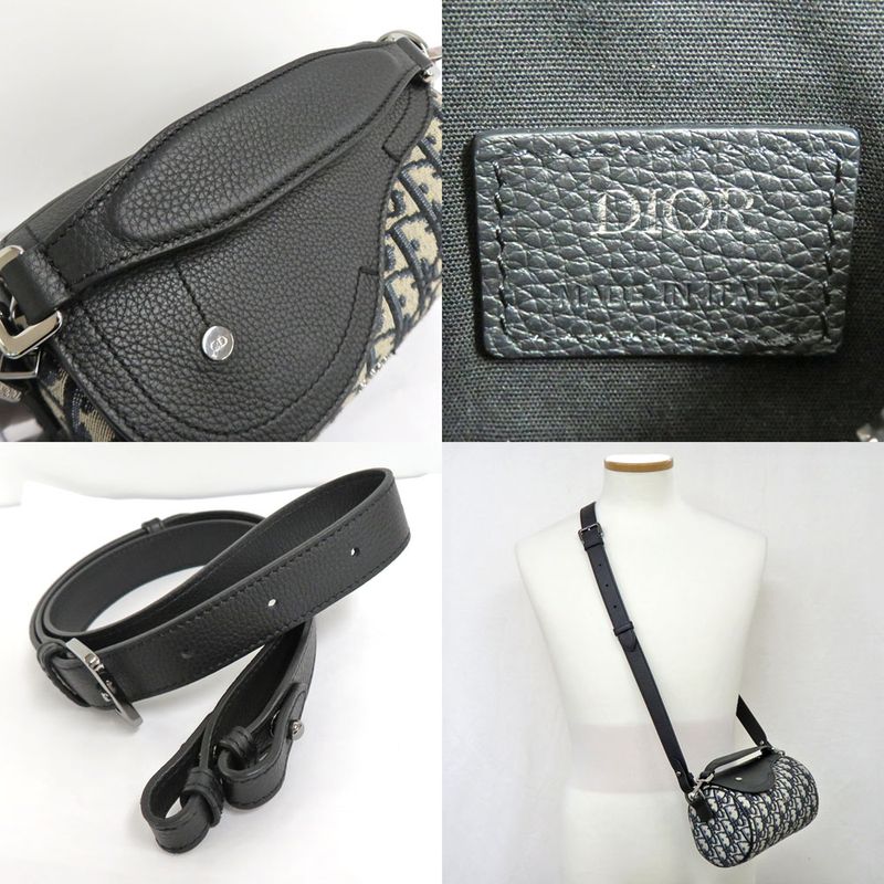 Dior Saddle Lola Mini Bag Oblique 1adp0262yky Black Calfskin Shoulder