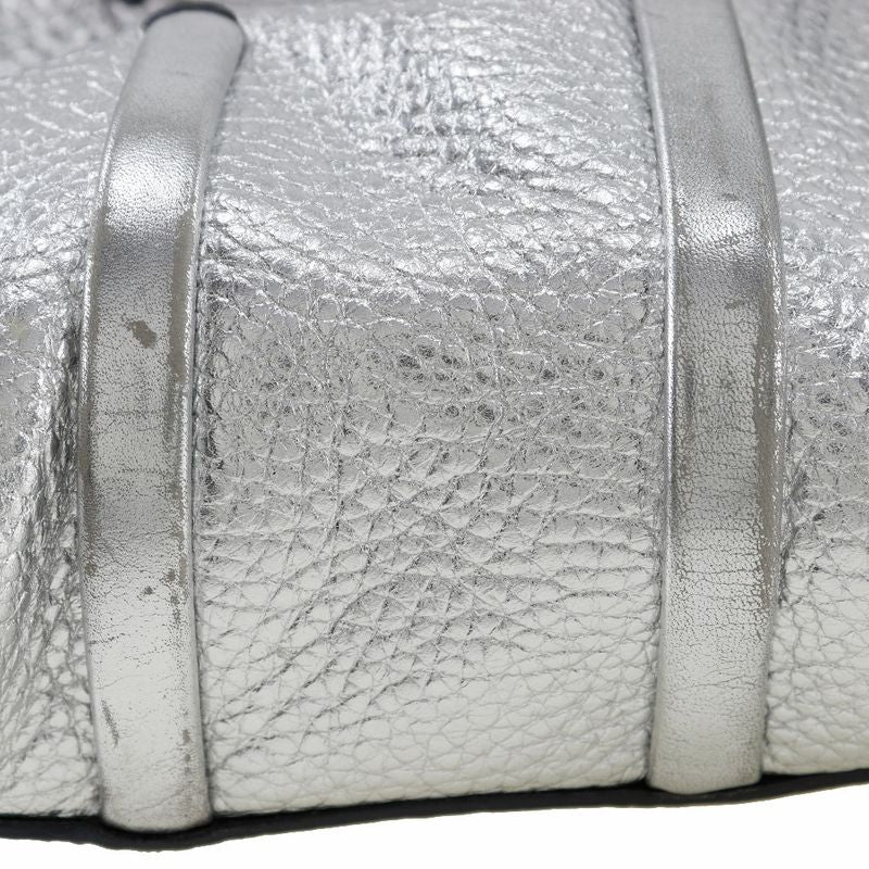 Celine Logo Plate Calf Silver Ladies Handbag