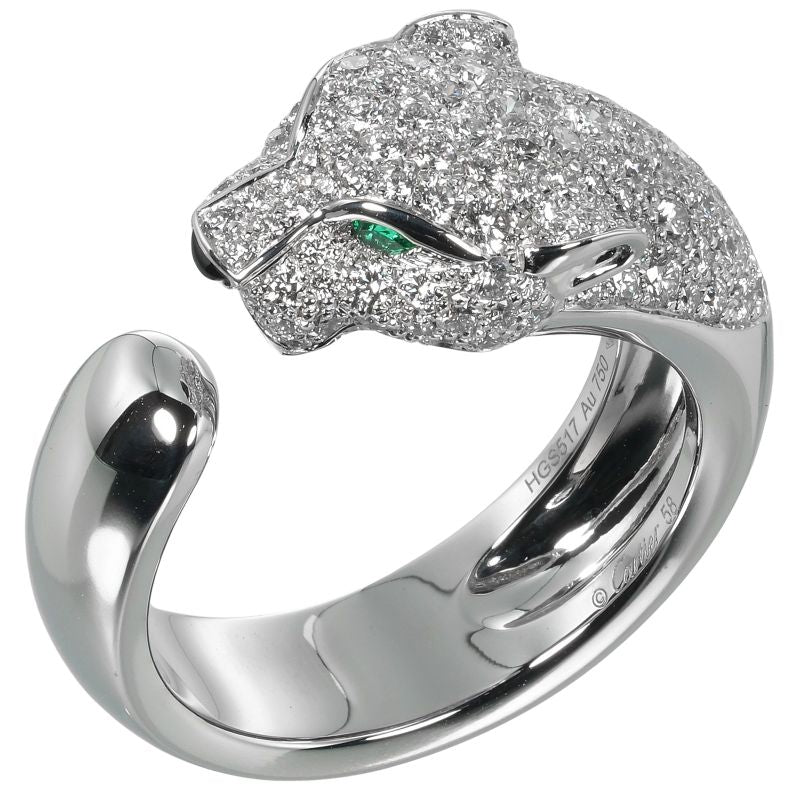 Cartier Panthère 18kwhite Gold × Diamonds × Emerald #18 Ladies 15.94g Ring