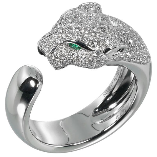 Cartier Panthère 18kwhite Gold × Diamonds × Emerald #18 Ladies 15.94g Ring