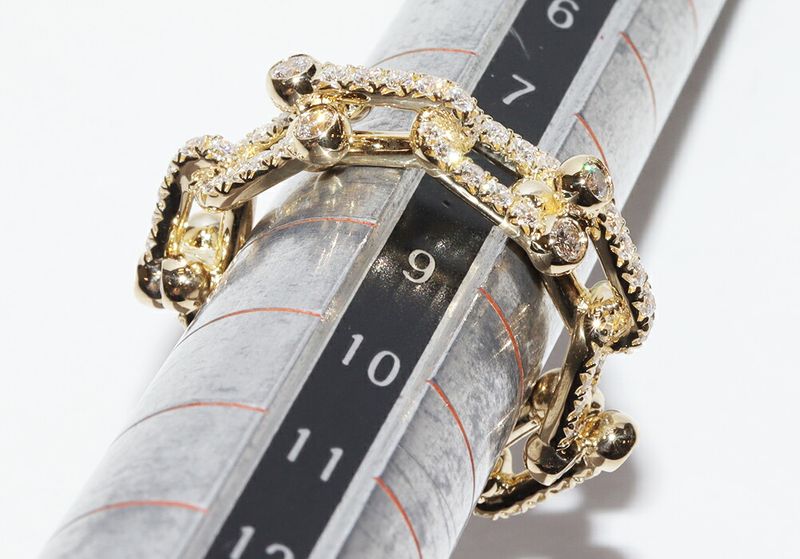 Tiffany & Co Ring 18K Yellow Gold Diamond 132ct Hardware Small Link Ring Full