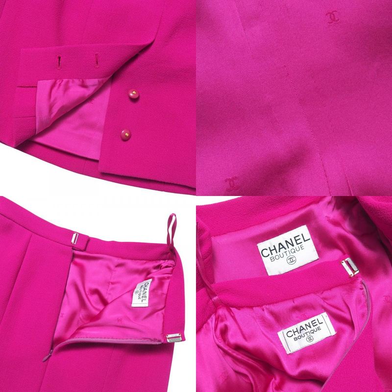 Chanel Vintage Skirt Suit Setup Long Jacket Tight Skirt Coco Mark CC Logo