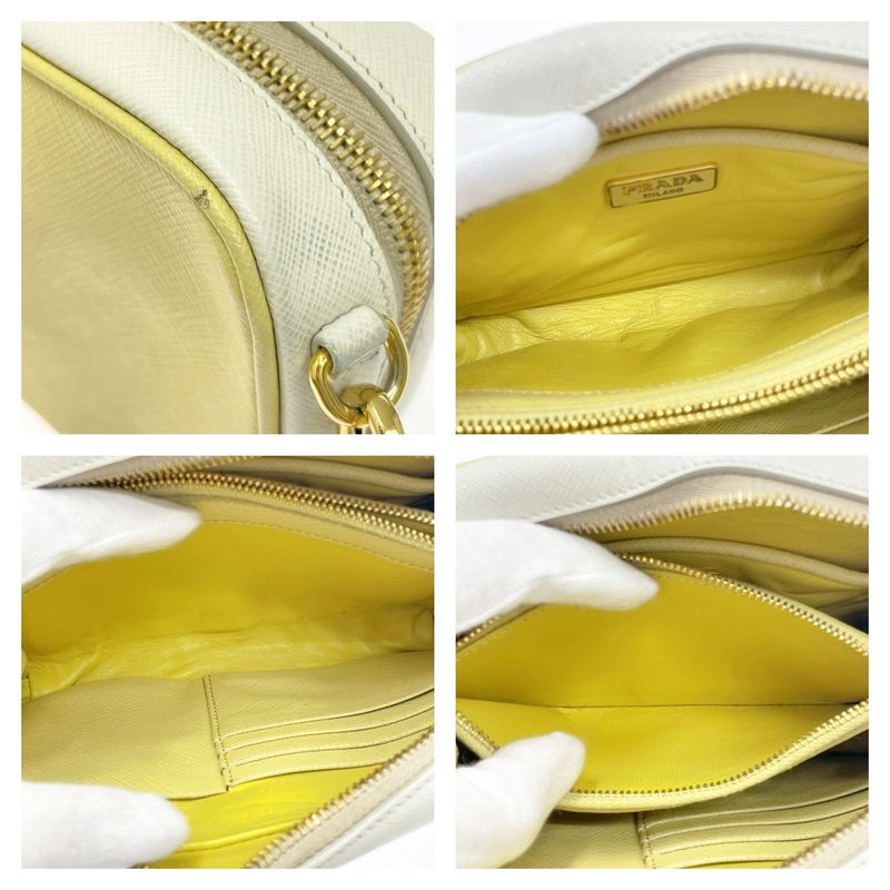Prada Leather Saffiano Chain Shoulder Bag Yellow 407251 Shoulder Bag