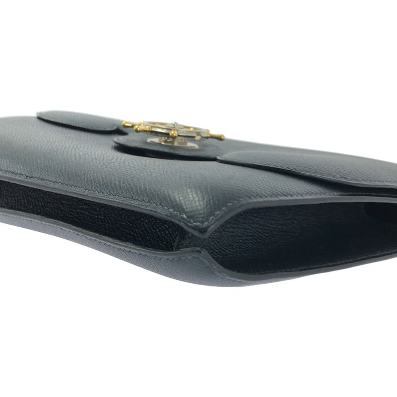 Hermes | 1990s | Freegate Courchevel Gold And Silver Hardware Handbag | Navy |