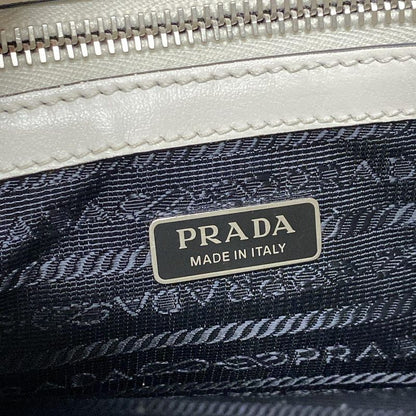 Prada Tote Bag - 1bg382 White Embossed Triangle Logo Leather