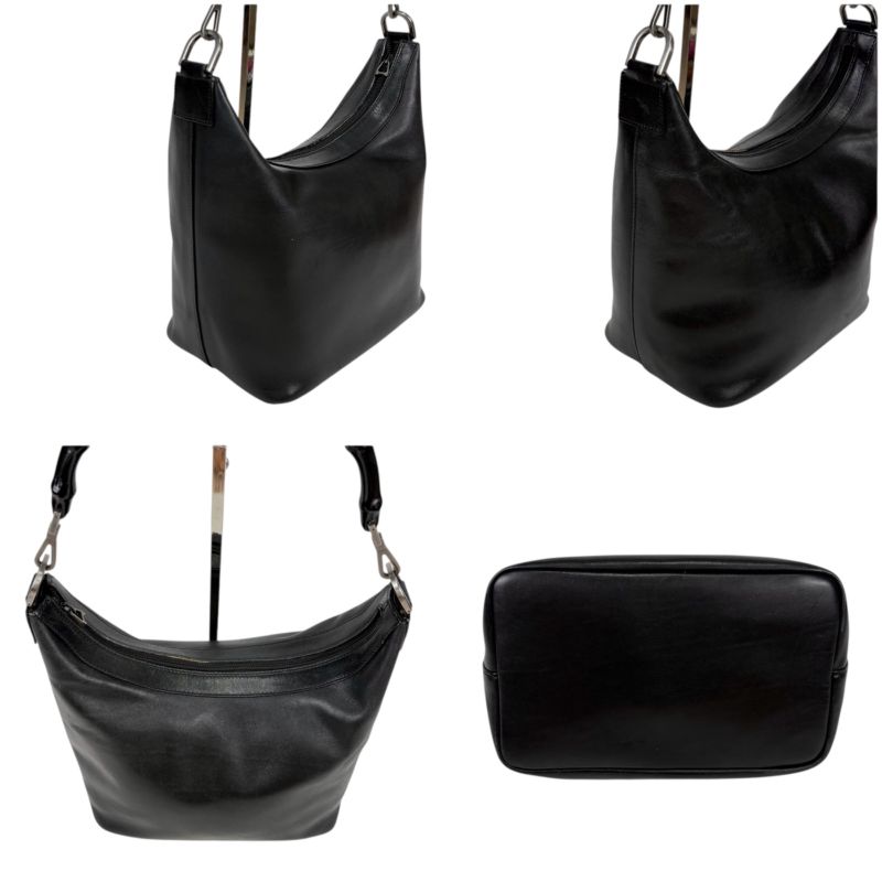 Gucci Bamboo One Shoulder Bag Black Leather Hobo Soho Shoulder