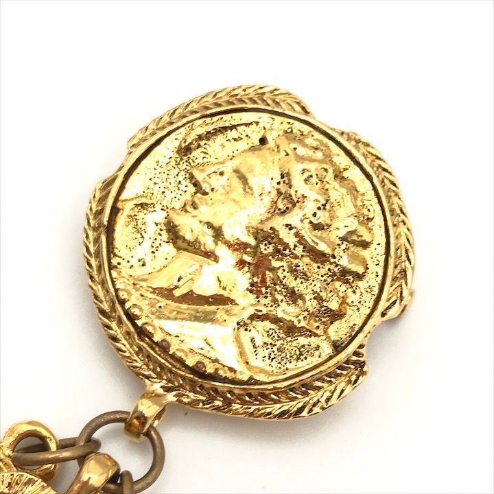 Chanel CC Logo Coin Motif Brooch Gold