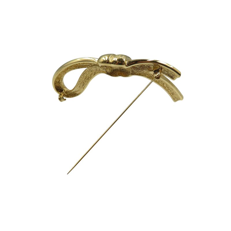 Christian Dior Vintage Ribbon Metal Gold Brooch 1123 Christian Dior