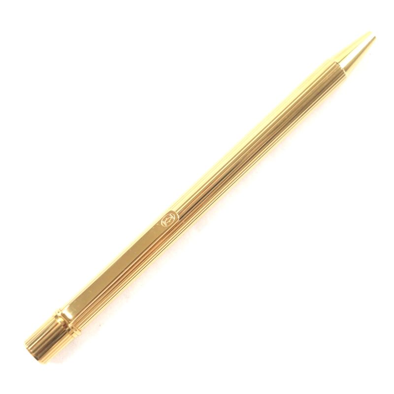 Cartier Must De Cartier Ballpoint Pen With Stripes Engraved Logo Twist Closure