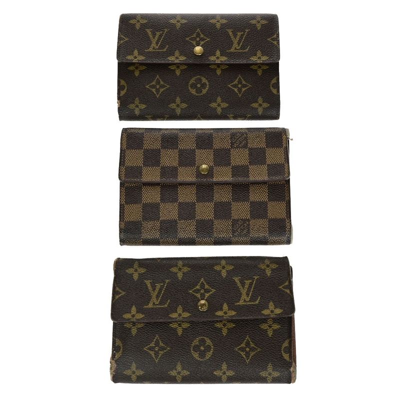 Louis Vuitton 3-set Trifold Wallet Monogram Damier Ebène Leather 04ec192