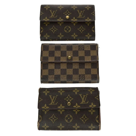 Louis Vuitton 3-set Trifold Wallet Monogram Damier Ebène Leather 04ec192
