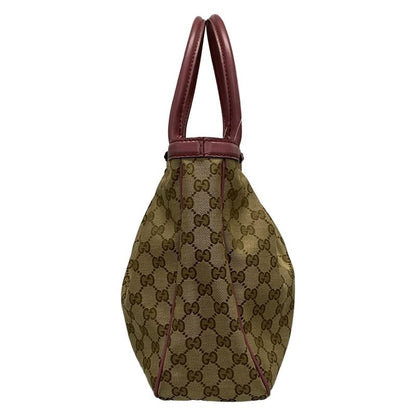 Gucci Tote Bag Sookie GG Pattern 296835 Beige Dark Brown And Pink Leather