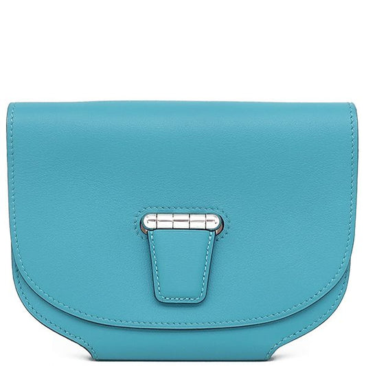 Hermes Shoulder Bag Mini Convoyeur Vosuift Turquoise Silver Hardware Blue