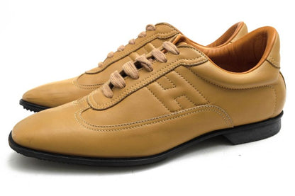 Hermes Shoes Sneakers Shoes Low Cut Ladies Women Leather Genuine Beige Quick H