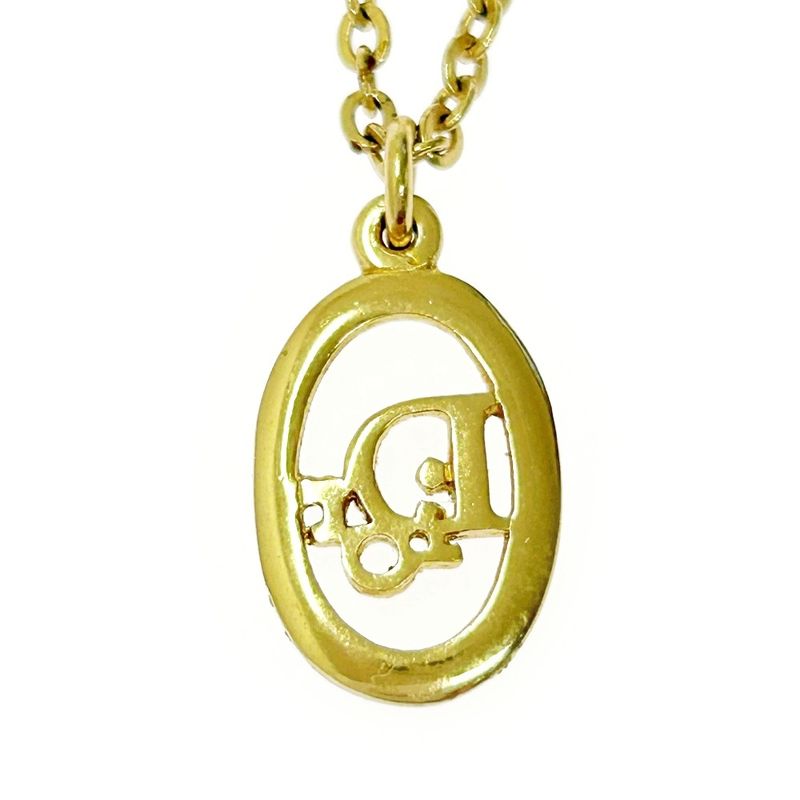 Christian Dior GP Dior Logo Oval Necklace Women's Gold 364100 Necklace