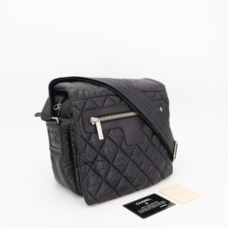 Chanel Coco Cocoon Matelasse Small Messenger Shoulder Bag Crossbody Nylon Black