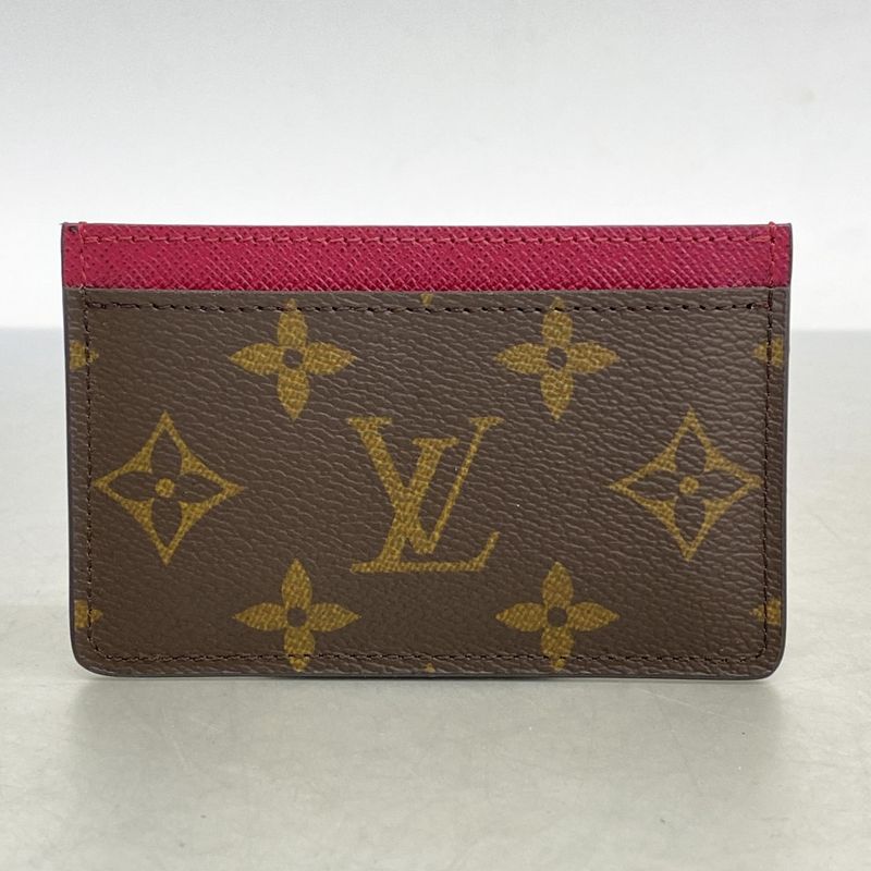 Louis Vuitton Card Case Monogram Porte Carthusanple M60703 Brown Fuchsia Ladies