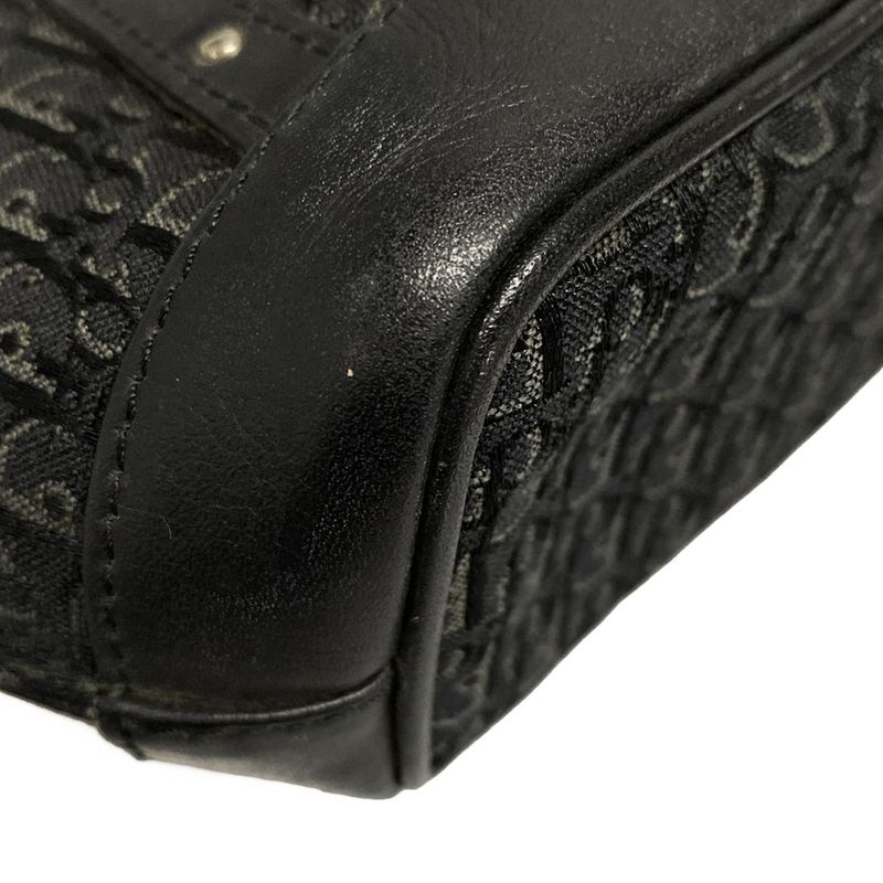 Dior/christian Dior Handbag Trotter Black And Gray Studded/mini Bag Leather