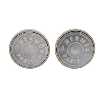 Hermes Bijouterie Fantaisie Serie Shell Clip Earrings For Both Ears Silver With