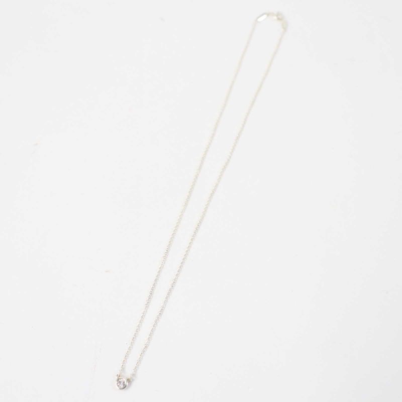 Tiffany & Co By-the-yard 0.05ct 1P Diamond Necklace Ag925 Silver Weight 1.5g