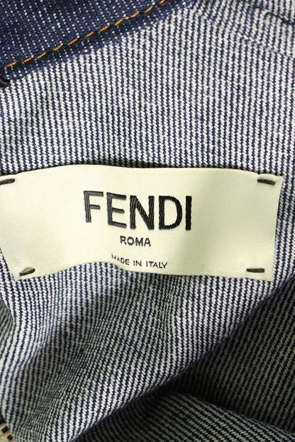 Fendi Fld545 ALC1 Half Apron Belted Denim Dress Women 38