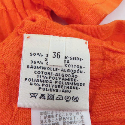 Hermes Silk-blend Embossed Crew Neck Short Sleeve Knit Cut And Sewn Top Orange