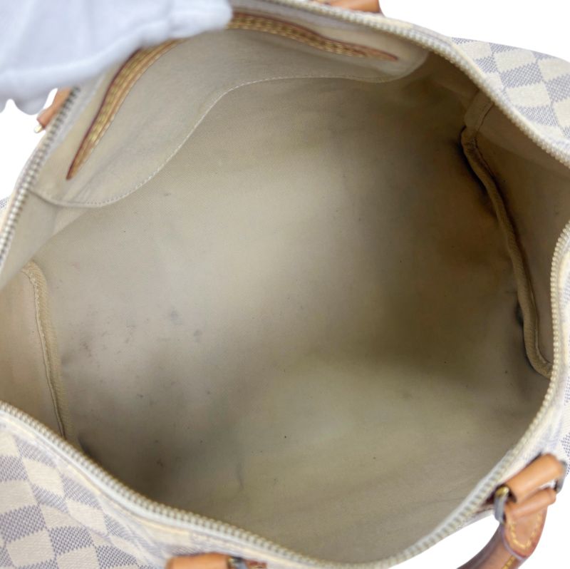 Louis Vuitton Damier Azure Speedy 35 Handbag Mini Boston Bag White Beige