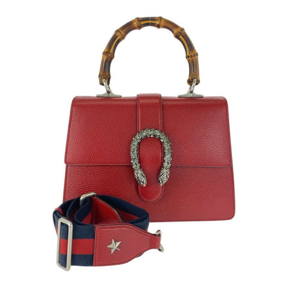 Gucci Sherry Line Bamboo Dionysus Red Leather 448075 Handbag Shoulder Bag 2WAY