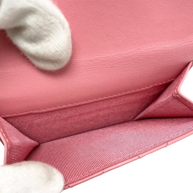 Chanel Trifold Wallet Small Flap Wallet A70325 Matelasse Calfskin Pink Gold