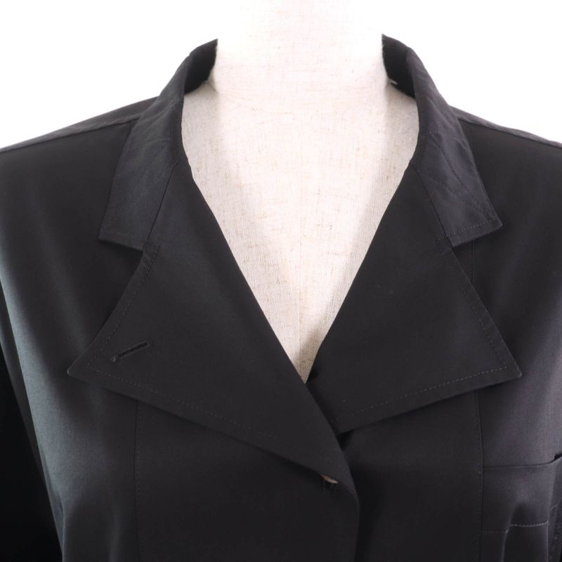 Hermes 2023 3h0633dv 100% Cotton Serie Buttons Shirt Dress With Belt Black 40