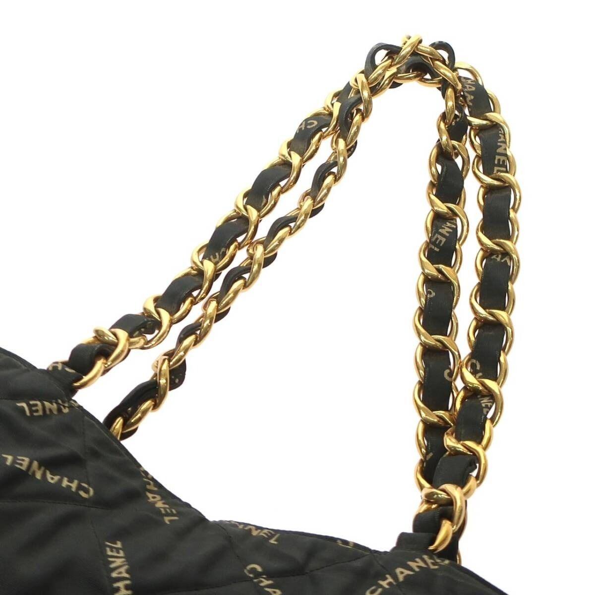 RARE Authentic CHANEL CC Logo Jersey Quilted Shoulder Bag Chain Black Gold - The Reluxe