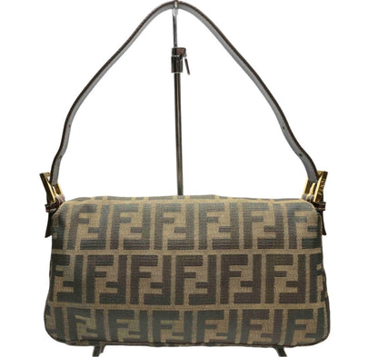 RARE Authentic FENDI Zucca GHW Mamma Baguette Canvas Leather Shoulder Bag Brown - The Reluxe