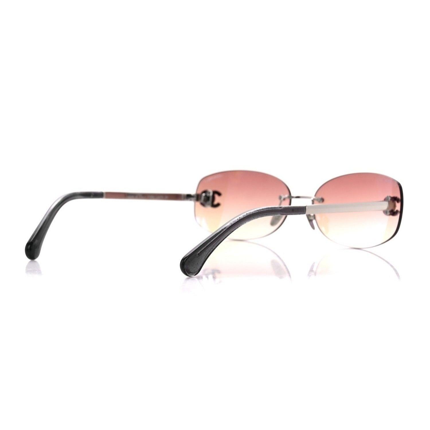 ✨ RARE Chanel Vintage Sunglasses Rhinestone CC Logo Rimless Gradient Pink Y2K - The Reluxe