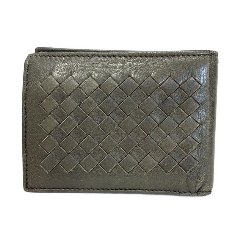 Bottega Veneta Bifold Wallet Intrecciato 113112 Khaki Leather
