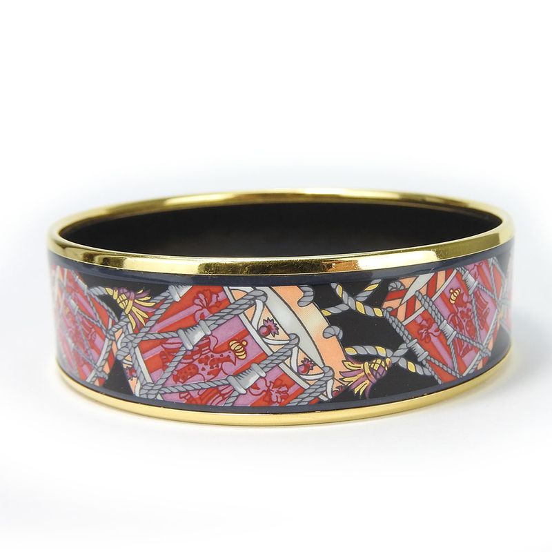 Hermes Bracelet Emile GM Metal Cloisonne Multicolor Black Pink Gold Hardware