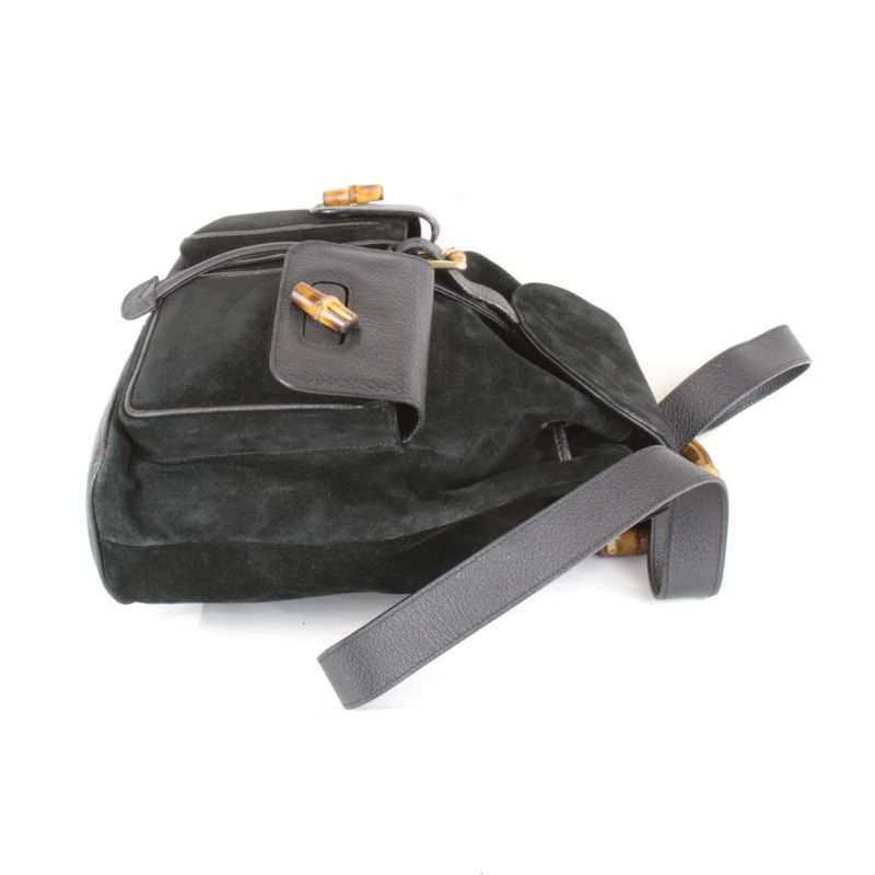 Gucci 003 1118 0016 Bamboo Backpack/daypack Black Suede